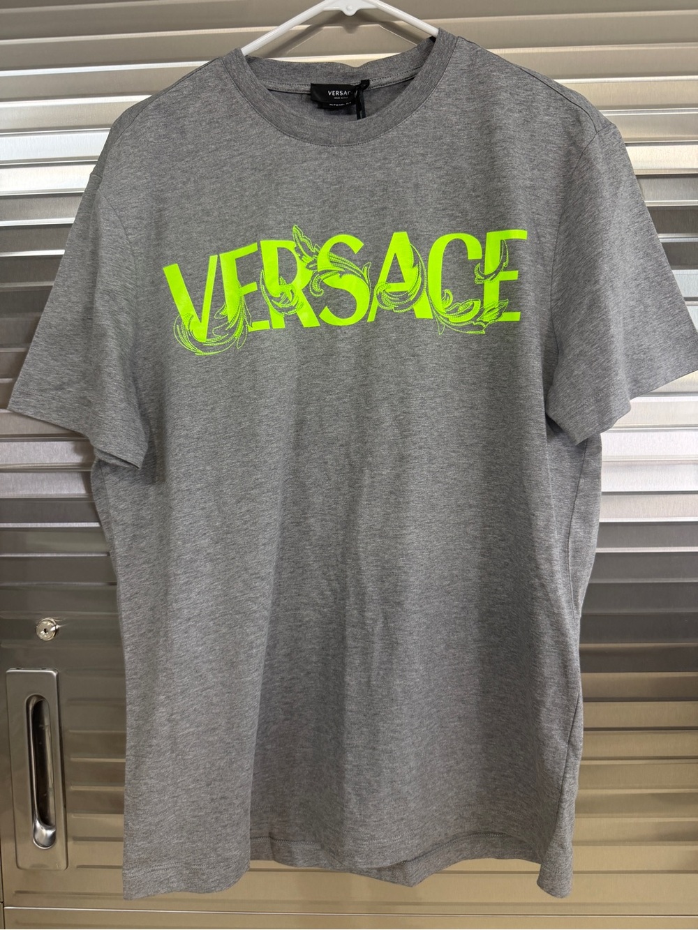 Versace Men’s Cotton Logo Gray Tee Shirt Small NWT